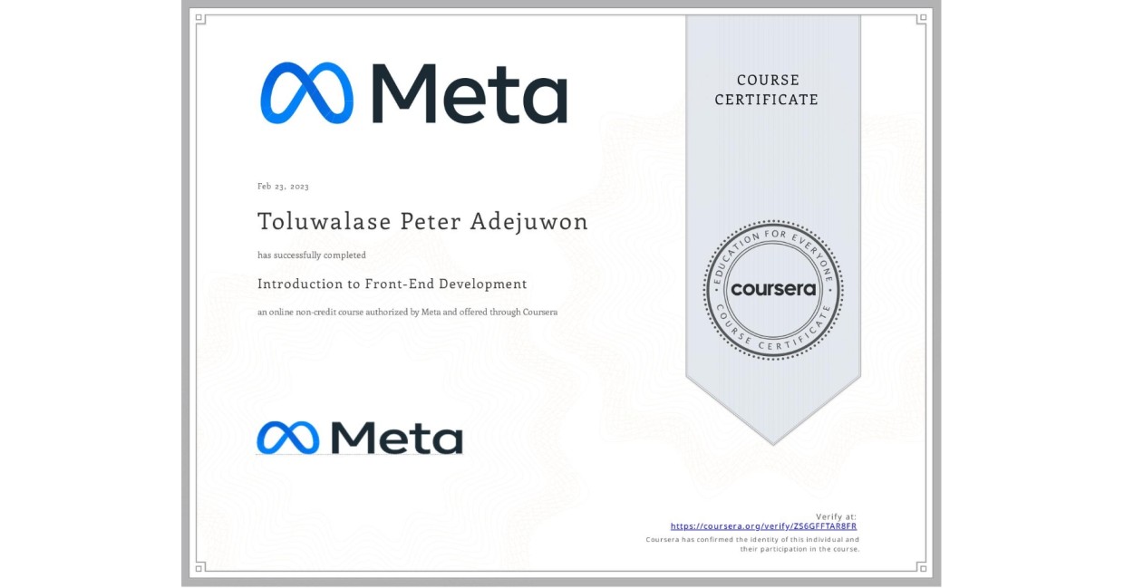 Meta: Introduction to Frontend Development